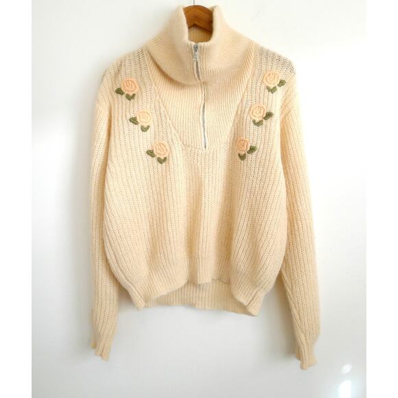 ROUJE PARIS Favin Mohair Wool Half Zip Retro Vintage Sweater Made Italy 34 $265 - Picture 2 of 12